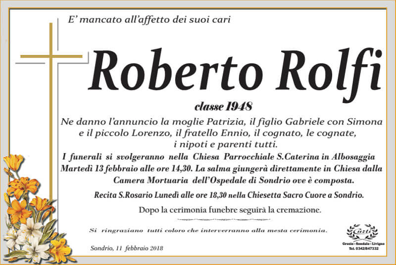 necrologio Rolfi Roberto