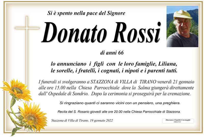 necrologio Rossi Donato