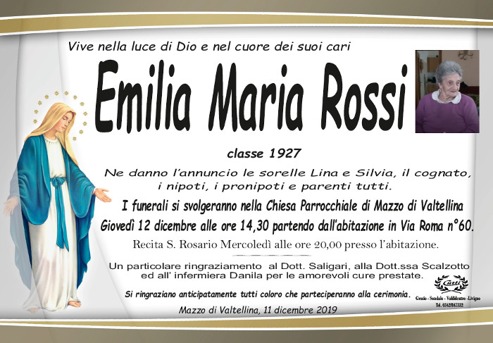 Necrologio Rossi Emilia Maria