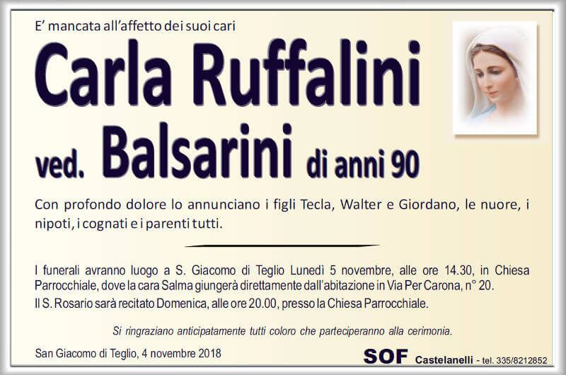 necrologio Ruffalini Carla
