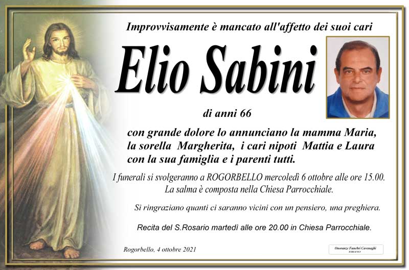 necrologio Sabini Elio