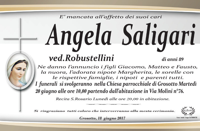 necrologio Saligari Angela