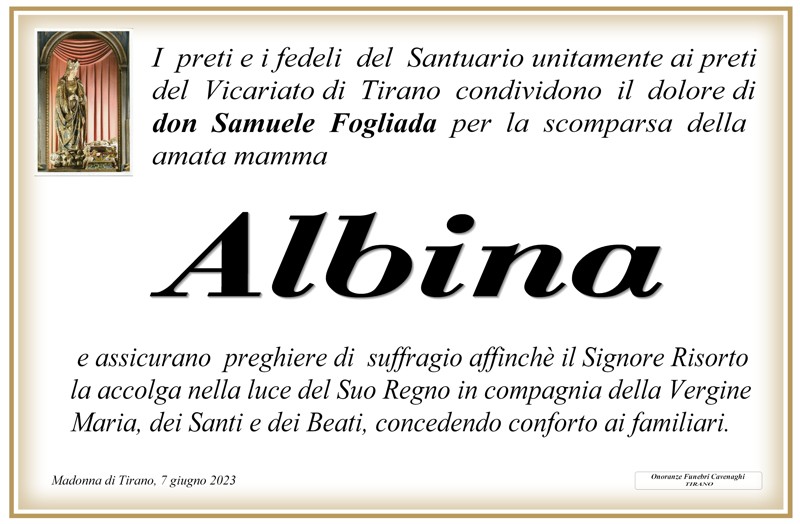 /Santuario e Vicariato di Tirano per Dell'Anna Albina