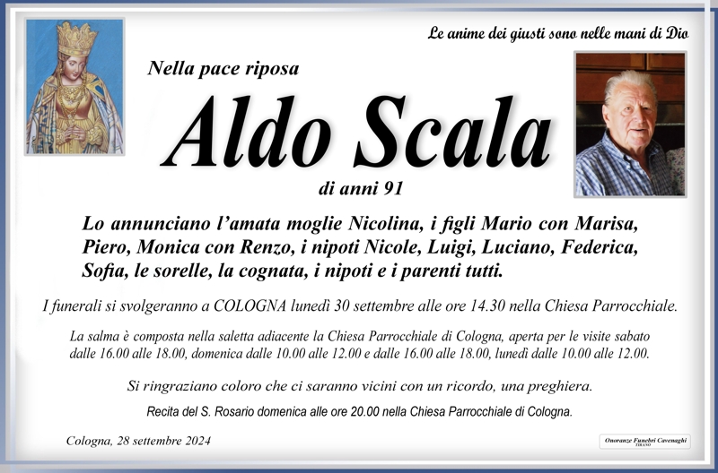 Necrologio Scala Aldo