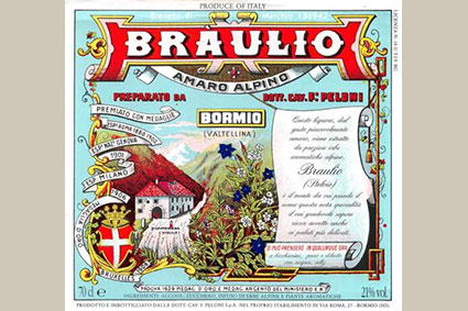 classica e storica etichetta dell'amaro Braulio
