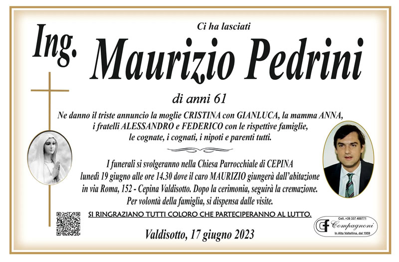 necrologio Pedrini Maurizio