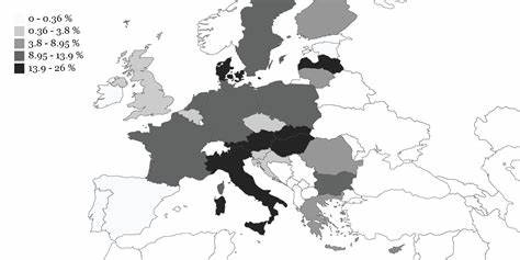 cartina dell'avanzata dell'estrema destra in Europa