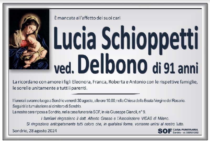 Schioppetti Lucia necrologio