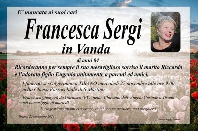 Necrologio Sergi Francesca