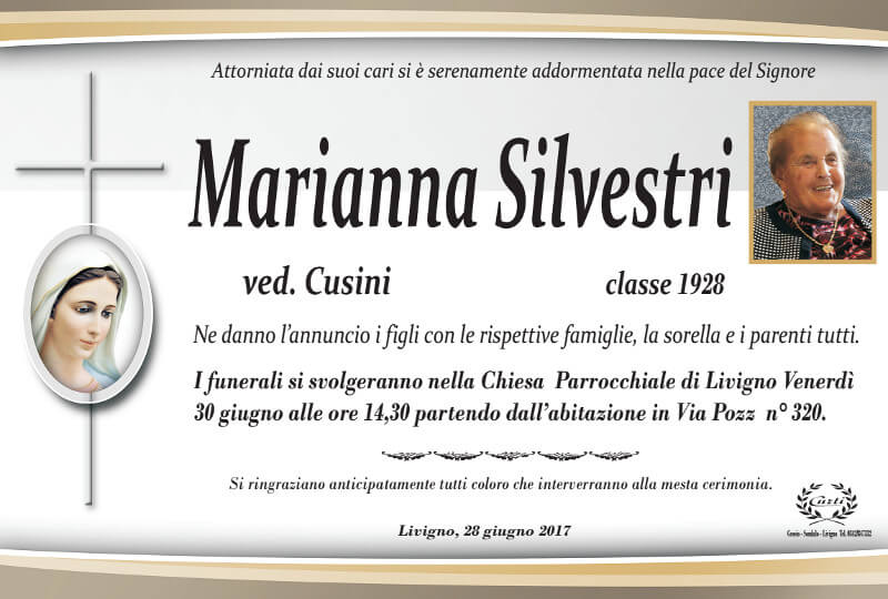 necrologio Silvestri Marianna