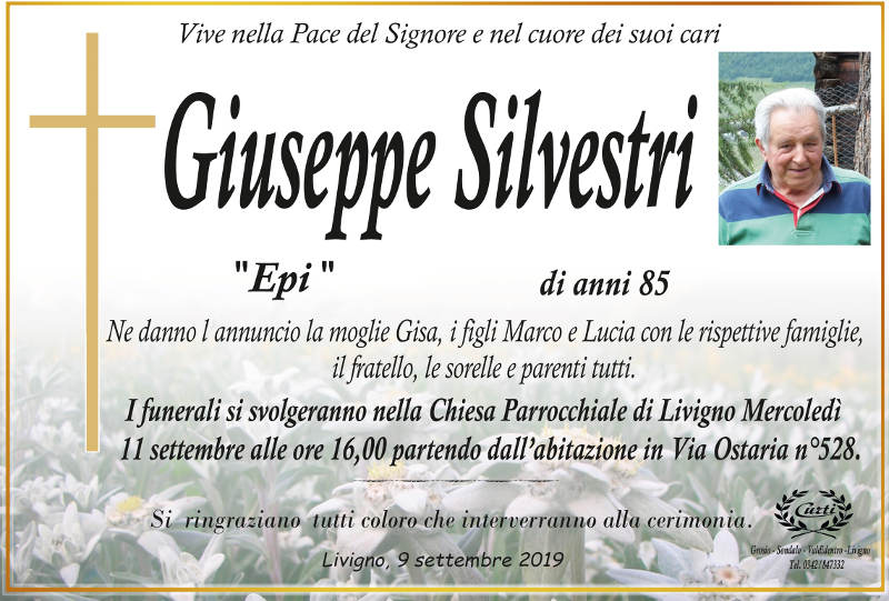 necrologio Silvestri Giuseppe