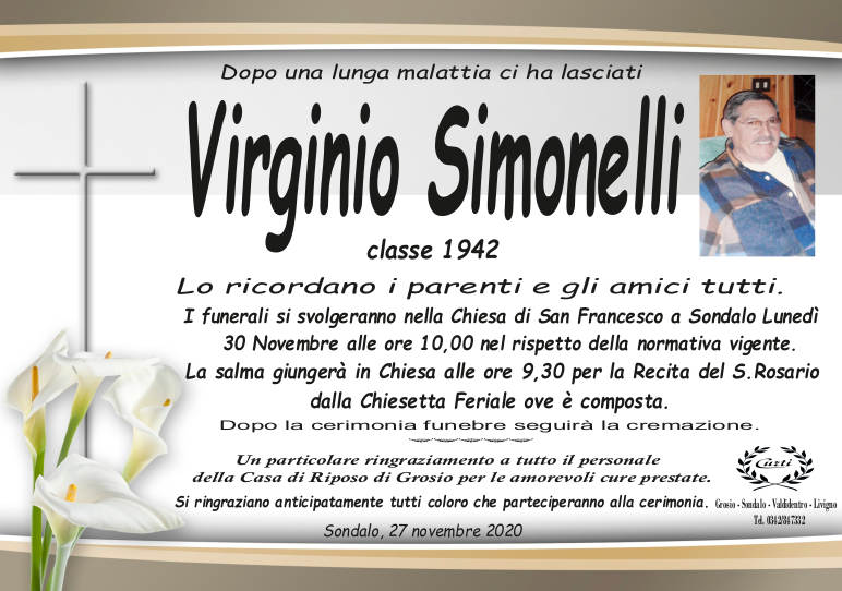 necrologio Simonelli Virgilio