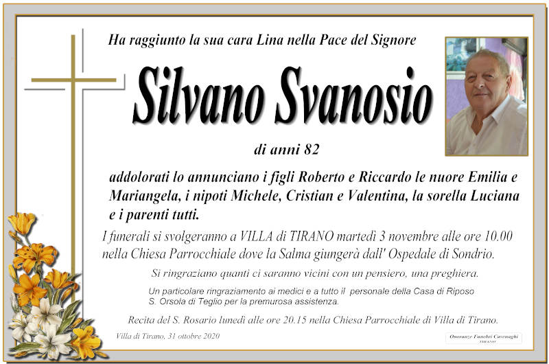 necrologio Svanosio Silvano