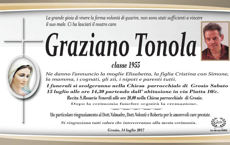 necrologio Tonola Graziano