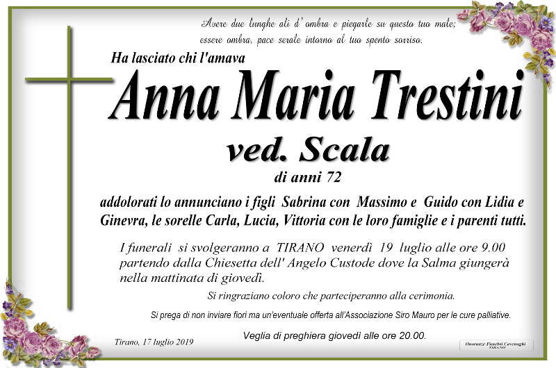 necrologio Trestini Anna Maria