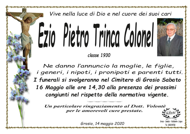 necrologio Trinca Colonel Ezio Pietro