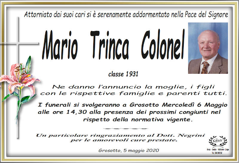 necrologio Trinca Colonel Mario