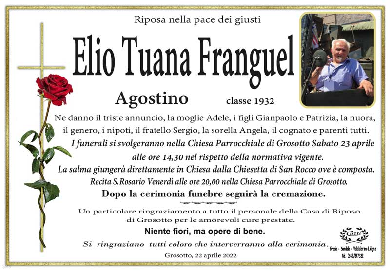 necrologio Elio Tuana Franguel