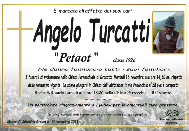 necrologio Turcatti Angelo
