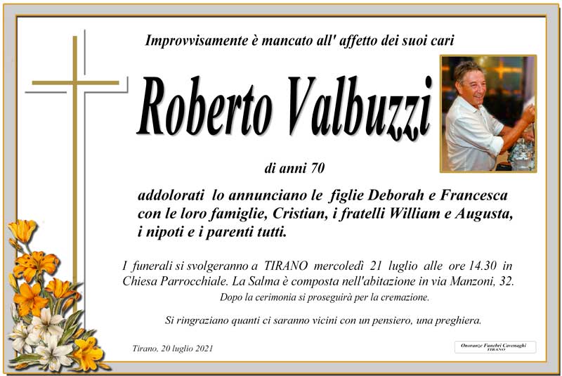 necrologio Valbuzzi Roberto