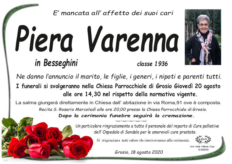 necrologio Varenna Piera
