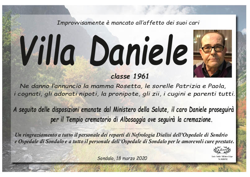 necrologio Daniele Villa