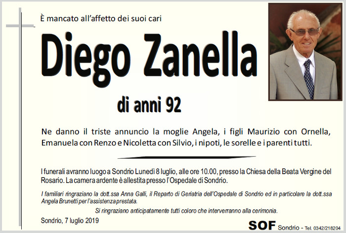 Necrologio Zanella Diego