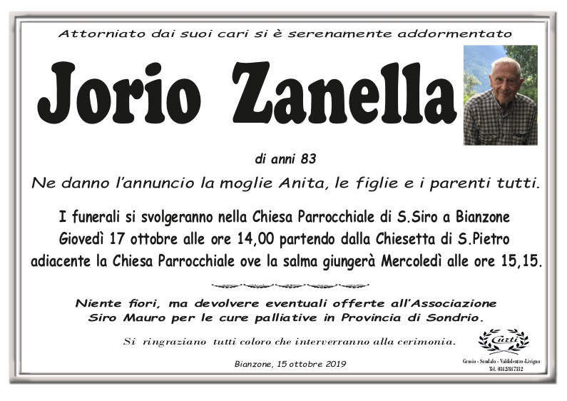 necrologio Zanella Jorio